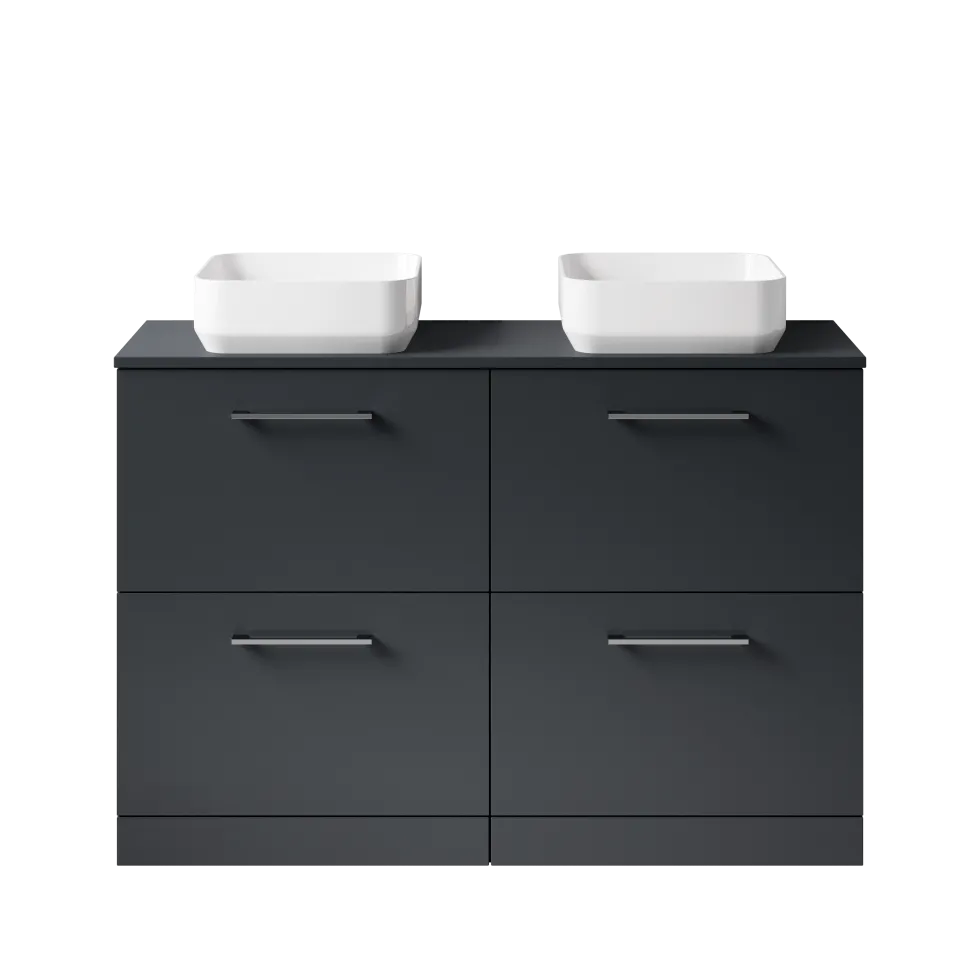 Erin 1200mm Floorstanding 4 Drawer Vanity Unit & Double Countertop