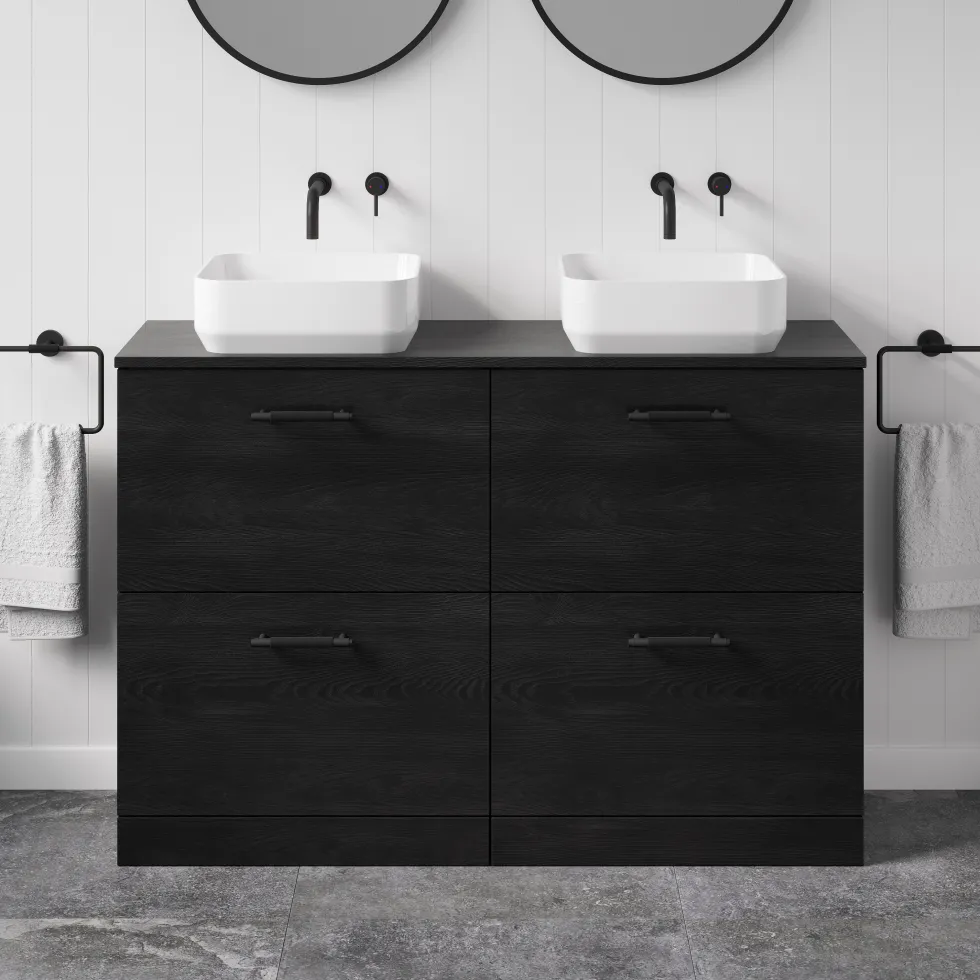 Erin 1200mm Floorstanding 4 Drawer Vanity Unit & Double Countertop