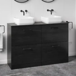 Erin 1200mm Floorstanding 4 Drawer Vanity Unit & Double Countertop