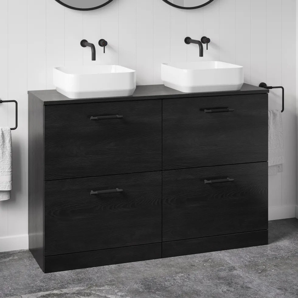 Erin 1200mm Floorstanding 4 Drawer Vanity Unit & Double Countertop