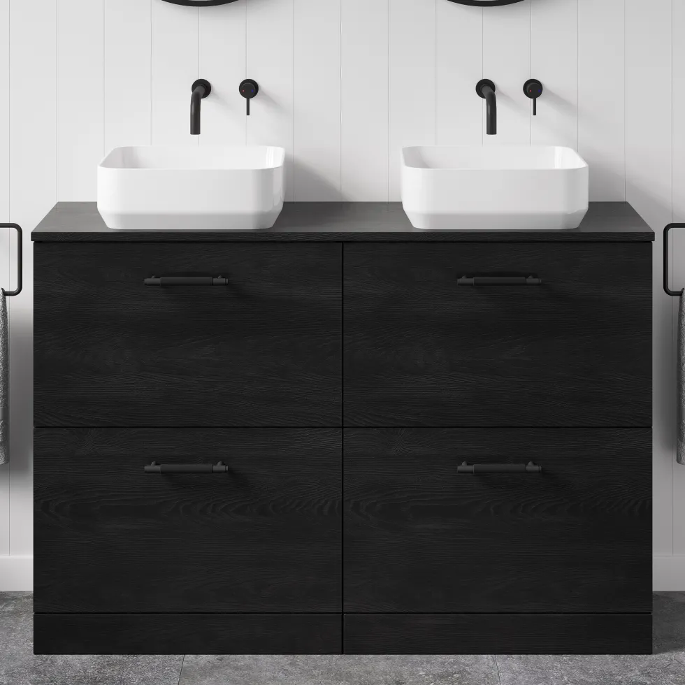 Erin 1200mm Floorstanding 4 Drawer Vanity Unit & Double Countertop