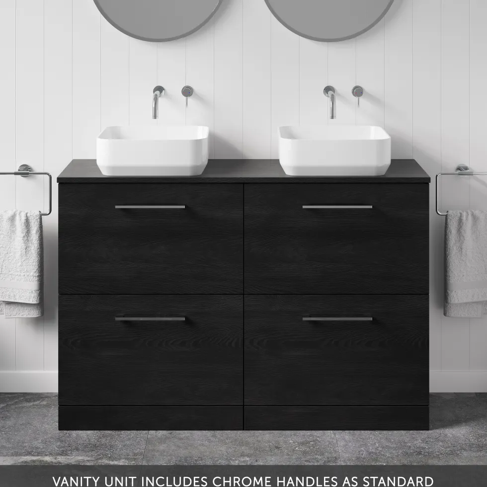 Erin 1200mm Floorstanding 4 Drawer Vanity Unit & Double Countertop