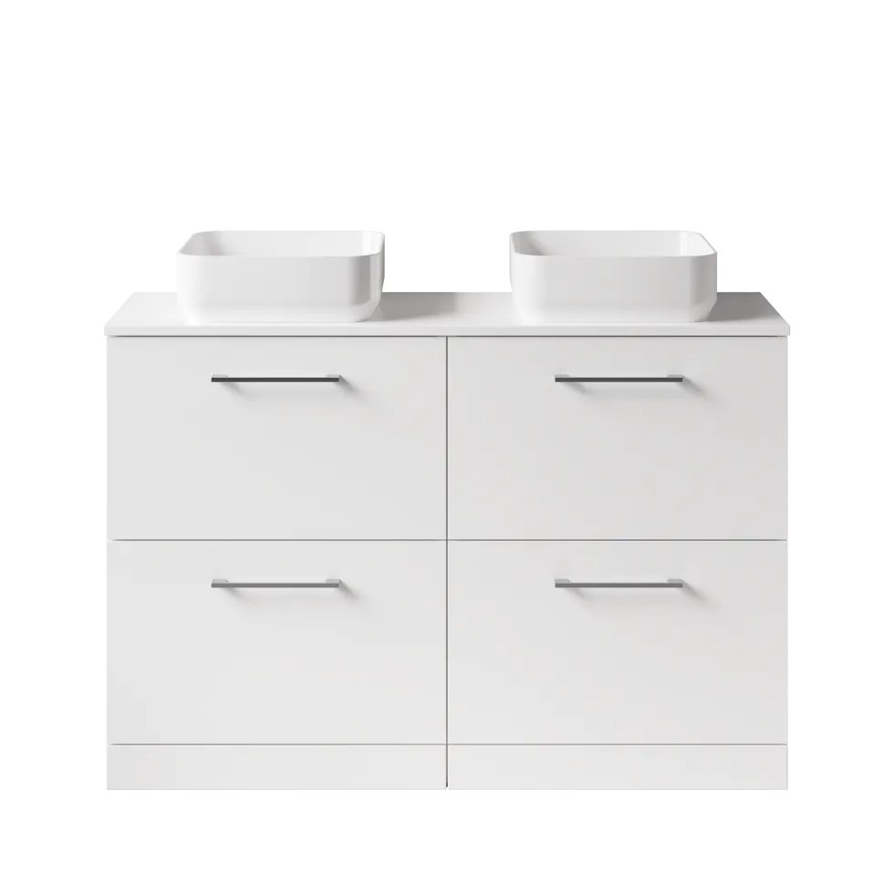 Erin 1200mm Floorstanding 4 Drawer Vanity Unit & Double Countertop
