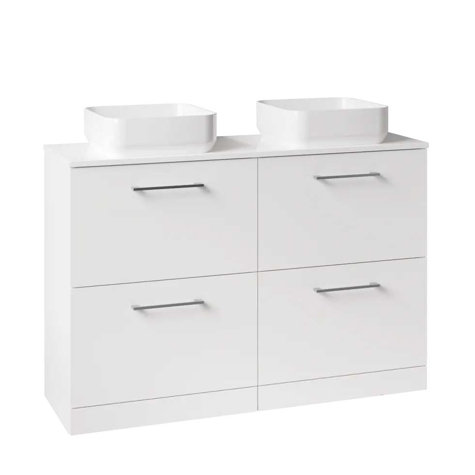 Erin 1200mm Floorstanding 4 Drawer Vanity Unit & Double Countertop