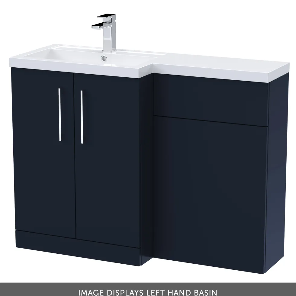 Erin 1100mm Matt Blue Combination Bathroom 2 Door Sink & Toilet Unit