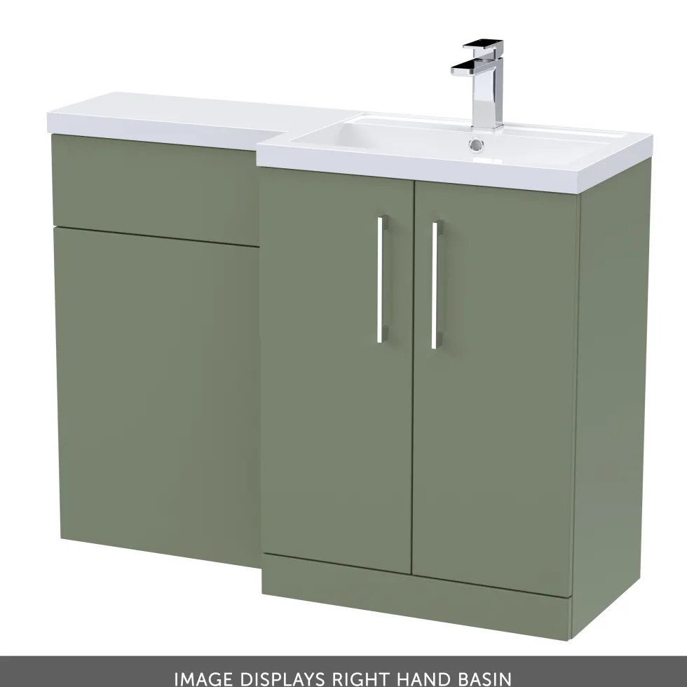 Erin 1100mm Satin Green Combination Bathroom 2 Door Sink & Toilet Unit
