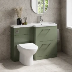 Erin 1100mm Satin Green Combination Bathroom 2 Drawer Sink & Toilet Unit
