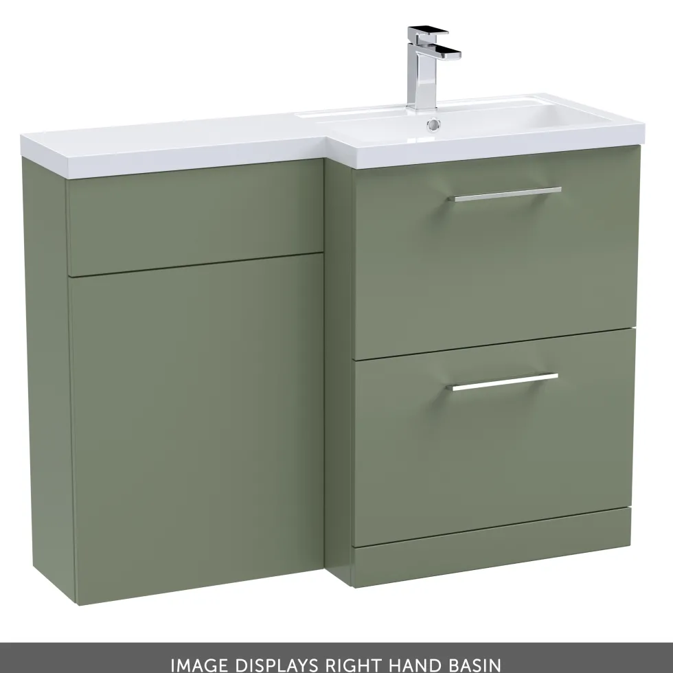 Erin 1100mm Satin Green Combination Bathroom 2 Drawer Sink & Toilet Unit