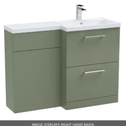Erin 1100mm Satin Green Combination Bathroom 2 Drawer Sink & Toilet Unit