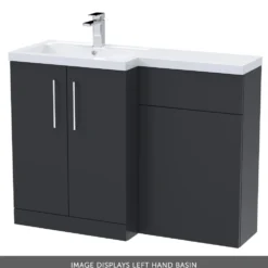 Erin 1100mm Soft Black Combination Bathroom 2 Door Sink & Toilet Unit