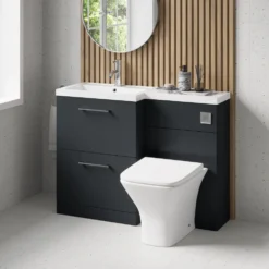 Erin 1100mm Soft Black Combination Bathroom 2 Drawer Sink & Toilet Unit