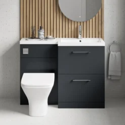 Erin 1100mm Soft Black Combination Bathroom 2 Drawer Sink & Toilet Unit