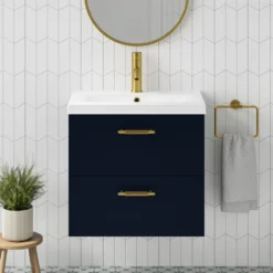 Erin 600mm Wall Mounted 2 Drawer Vanity Unit & Basin