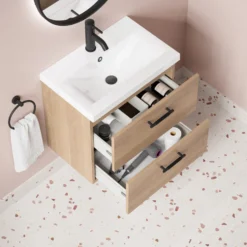 Erin 600mm Wall Mounted 2 Drawer Vanity Unit & Basin