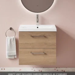 Erin 600mm Wall Mounted 2 Drawer Vanity Unit & Basin