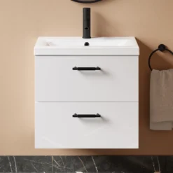 Erin 600mm Wall Mounted 2 Drawer Vanity Unit & Basin