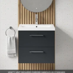 Erin 600mm Wall Mounted 2 Drawer Vanity Unit & Basin