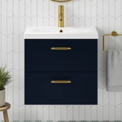 Erin 600mm Wall Mounted 2 Drawer Vanity Unit & Basin