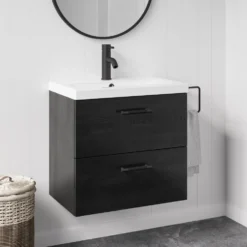 Erin 600mm Wall Mounted 2 Drawer Vanity Unit & Basin