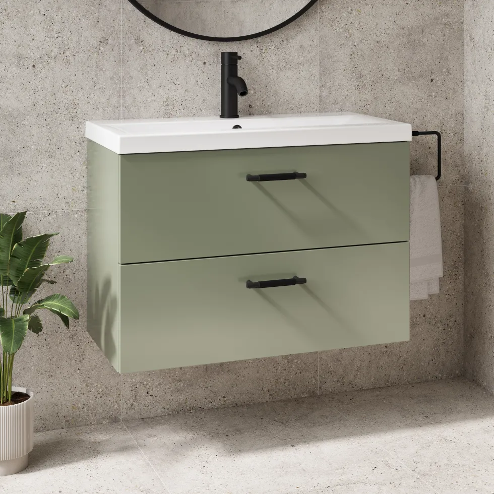 Erin 800mm Wall Mounted 2 Drawer Vanity Unit & Basin