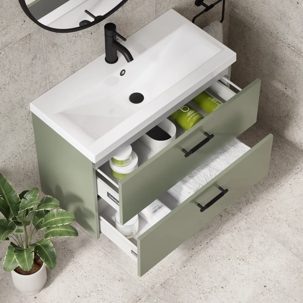 Erin 800mm Wall Mounted 2 Drawer Vanity Unit & Basin
