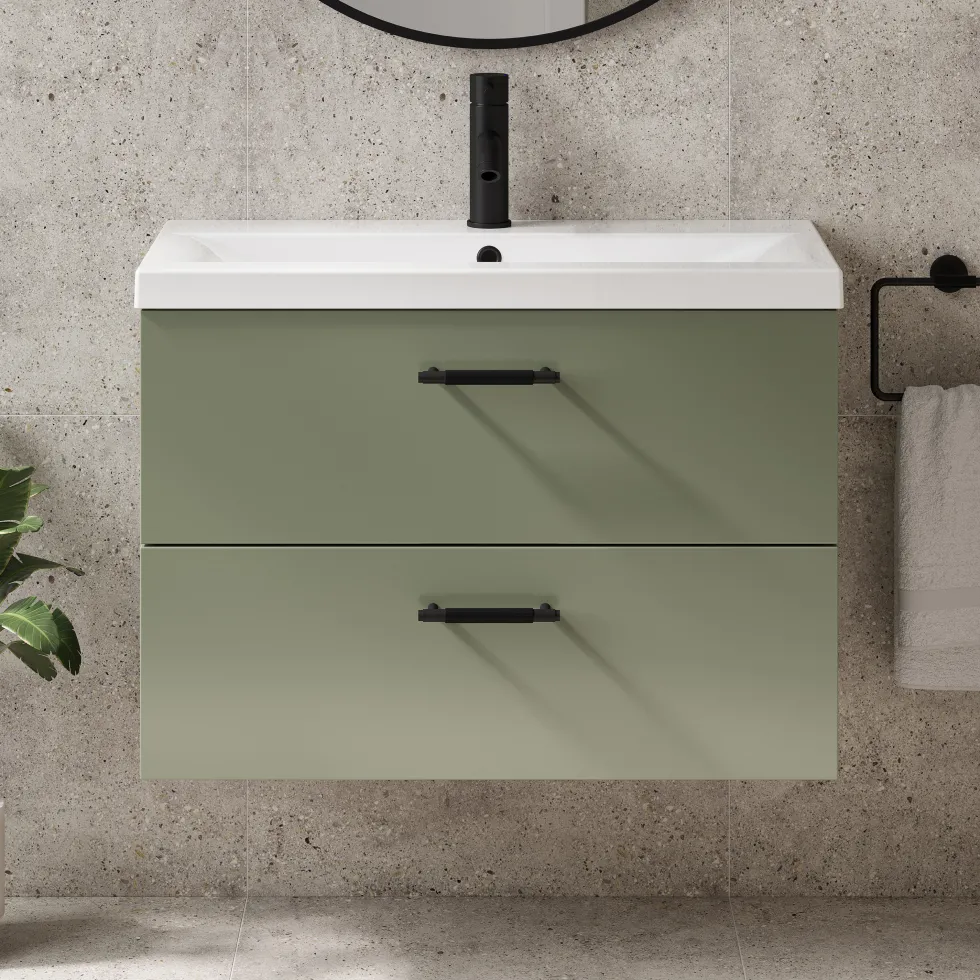 Erin 800mm Wall Mounted 2 Drawer Vanity Unit & Basin