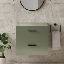 Erin 600mm Wall Mounted 2 Drawer Vanity Unit & Countertop