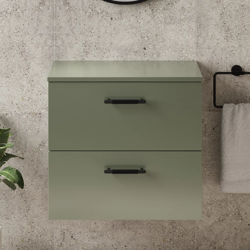 Erin 600mm Wall Mounted 2 Drawer Vanity Unit & Countertop