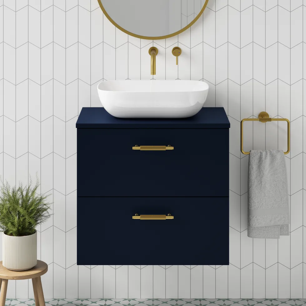 Erin 600mm Wall Mounted 2 Drawer Vanity Unit & Countertop