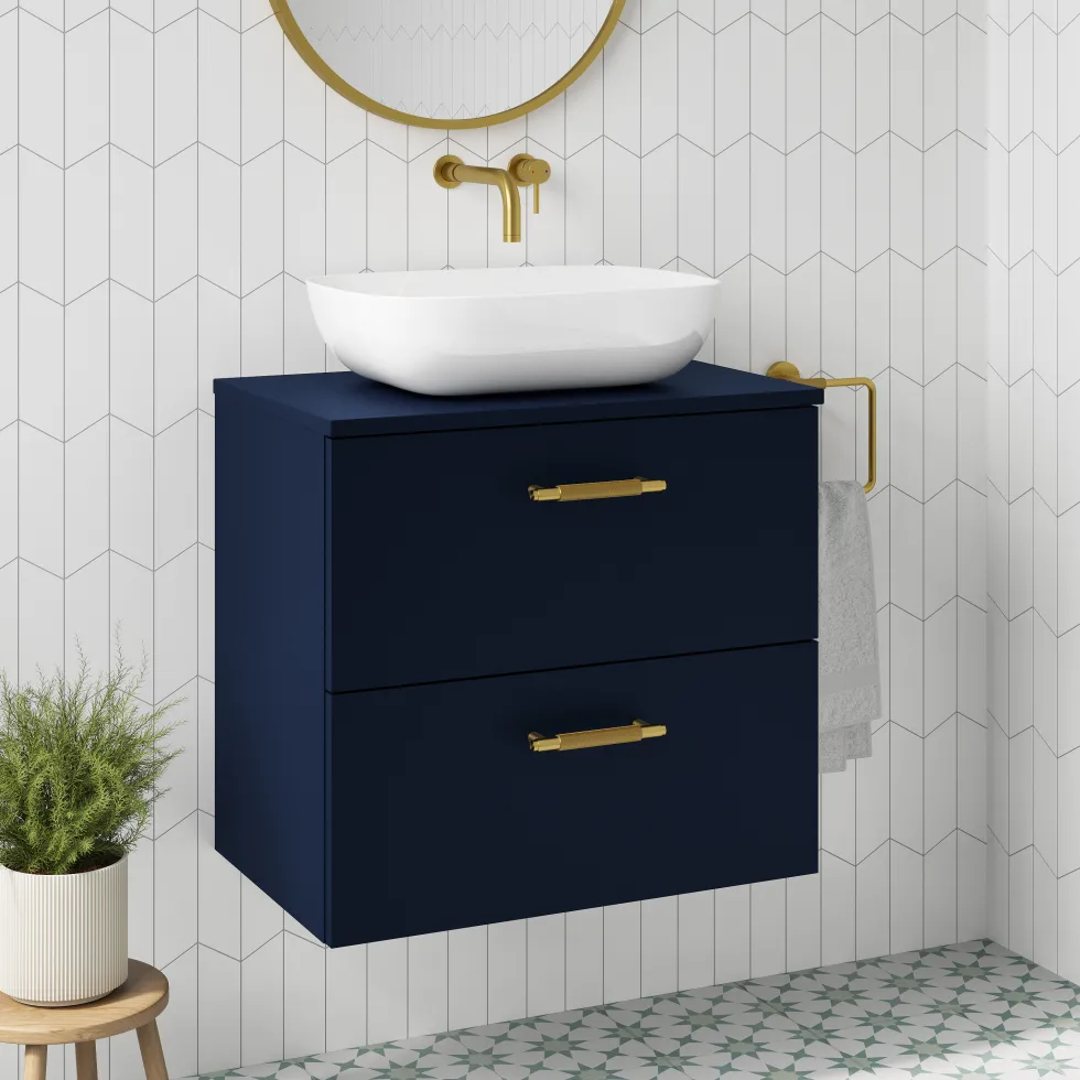 Erin 600mm Wall Mounted 2 Drawer Vanity Unit & Countertop