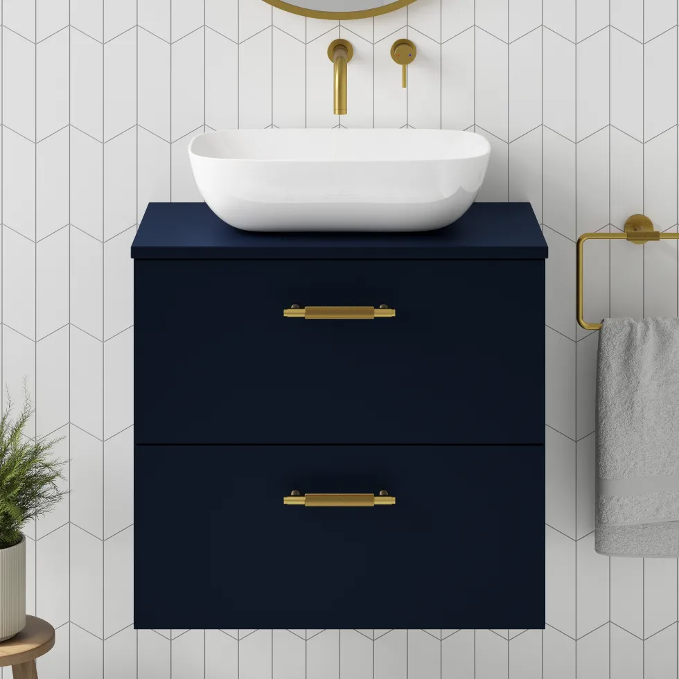 Erin 600mm Wall Mounted 2 Drawer Vanity Unit & Countertop