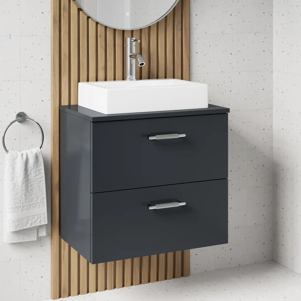 Erin 600mm Wall Mounted 2 Drawer Vanity Unit & Countertop