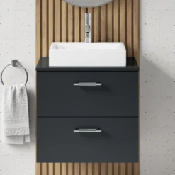 Erin 600mm Wall Mounted 2 Drawer Vanity Unit & Countertop