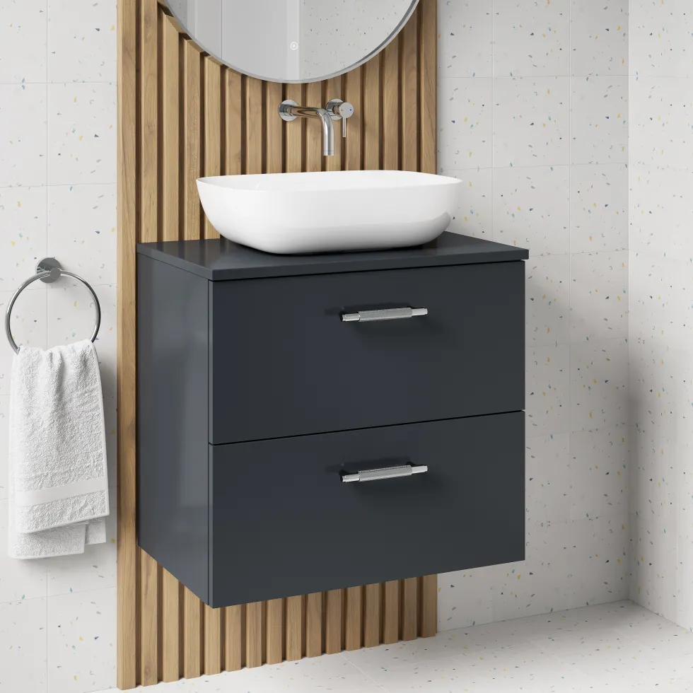 Erin 600mm Wall Mounted 2 Drawer Vanity Unit & Countertop