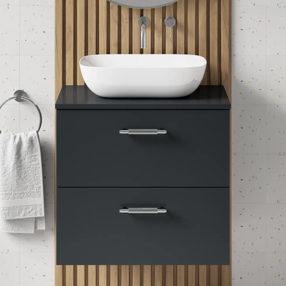 Erin 600mm Wall Mounted 2 Drawer Vanity Unit & Countertop