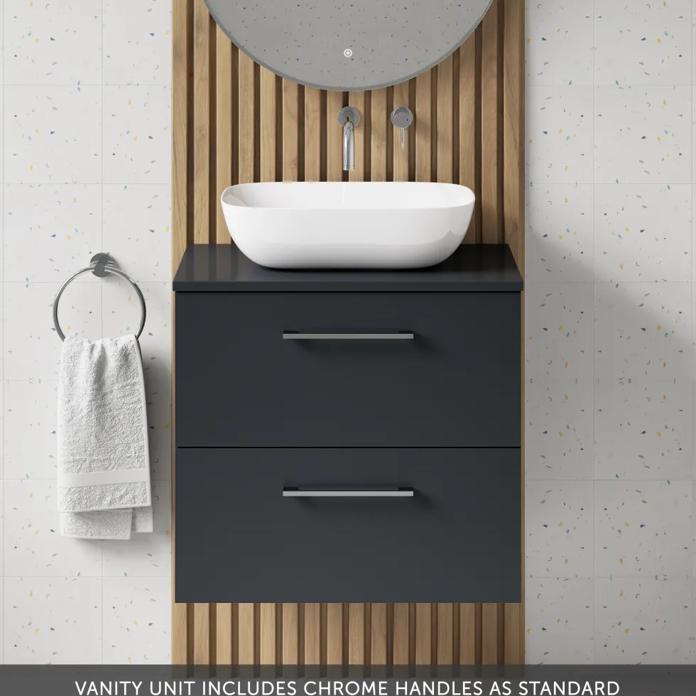 Erin 600mm Wall Mounted 2 Drawer Vanity Unit & Countertop