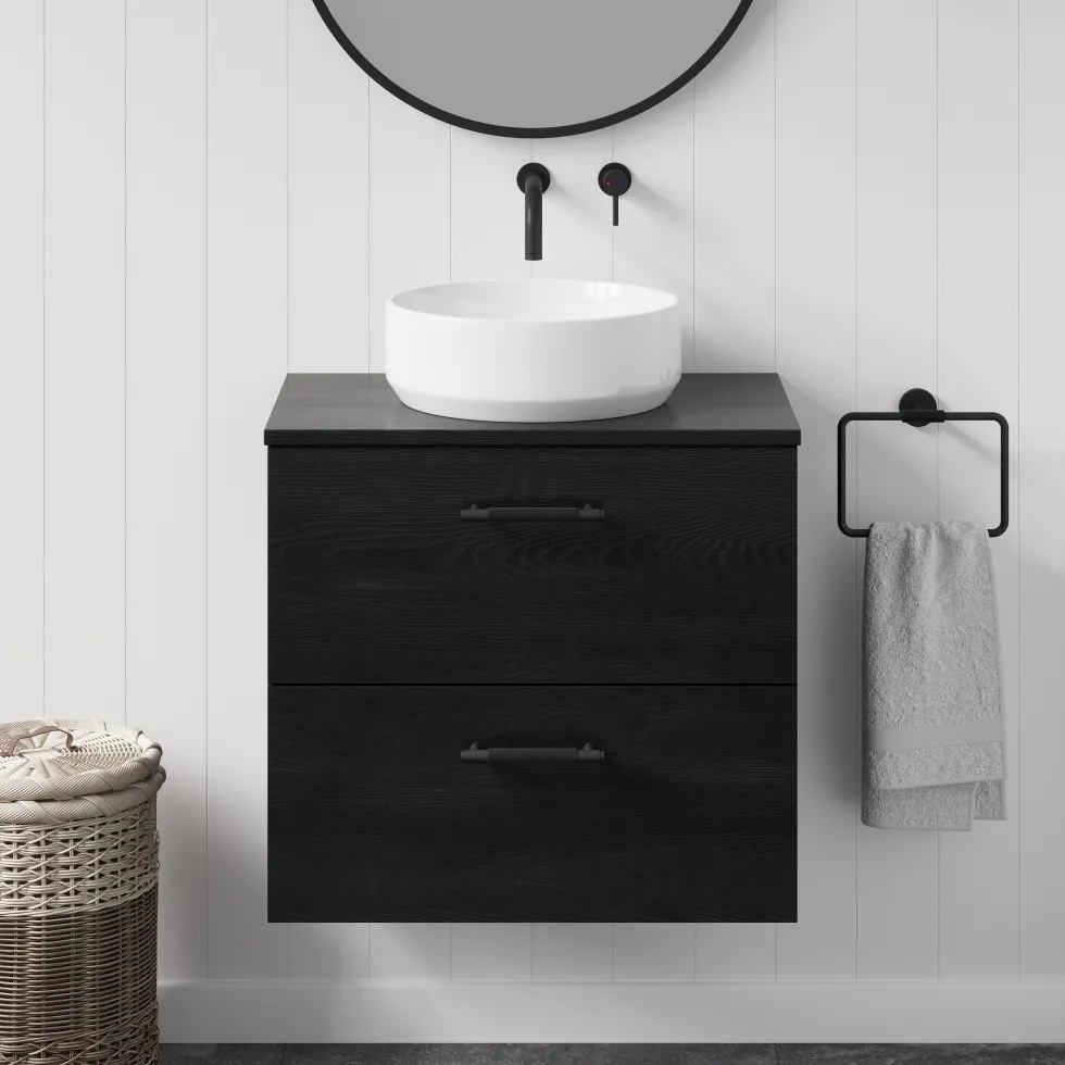 Erin 600mm Wall Mounted 2 Drawer Vanity Unit & Countertop