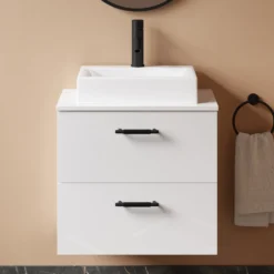 Erin 600mm Wall Mounted 2 Drawer Vanity Unit & Countertop