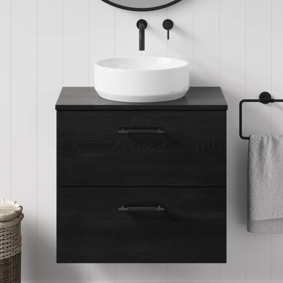 Erin 600mm Wall Mounted 2 Drawer Vanity Unit & Countertop