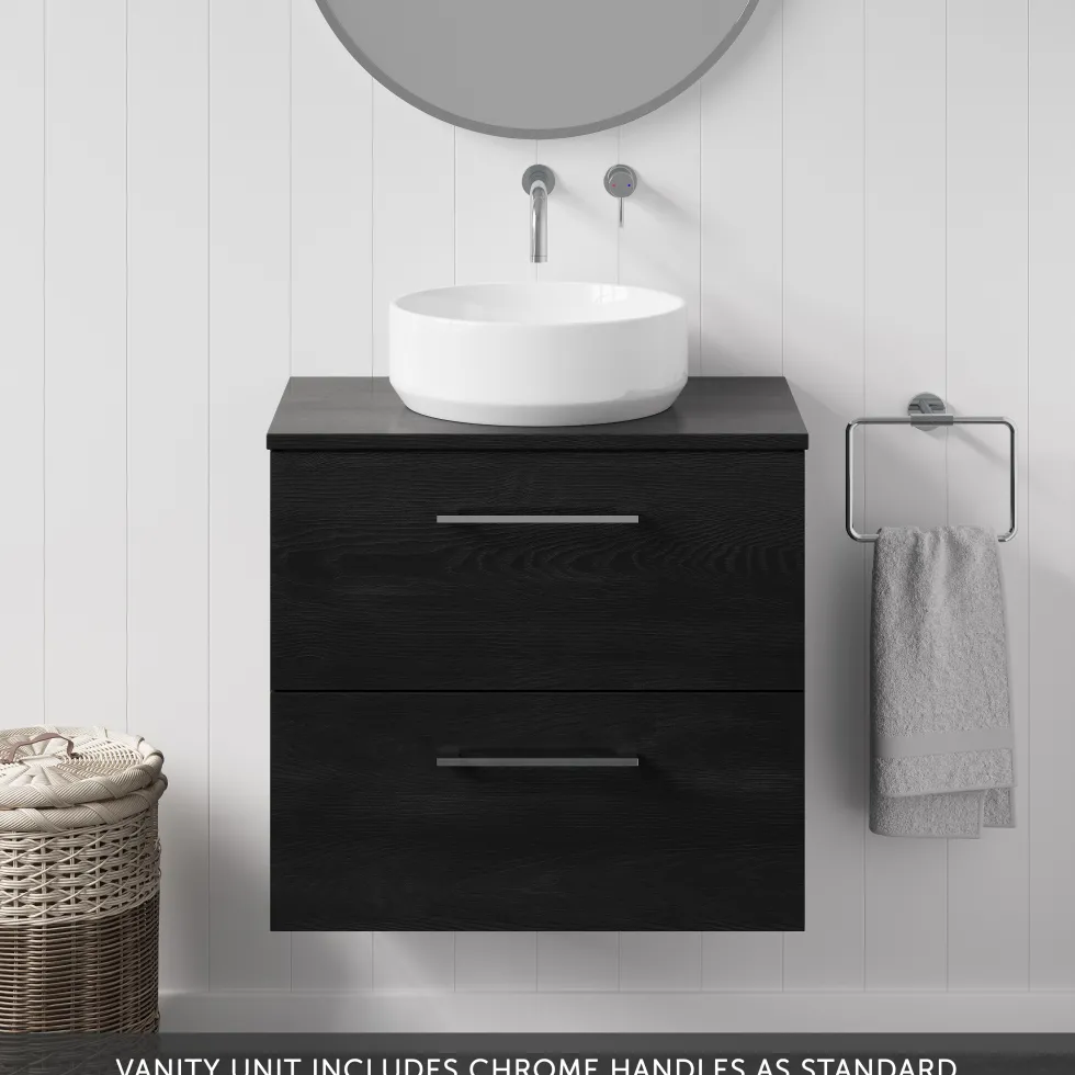 Erin 600mm Wall Mounted 2 Drawer Vanity Unit & Countertop