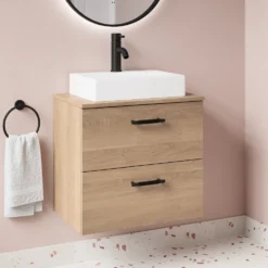 Erin 600mm Wall Mounted 2 Drawer Vanity Unit & Countertop