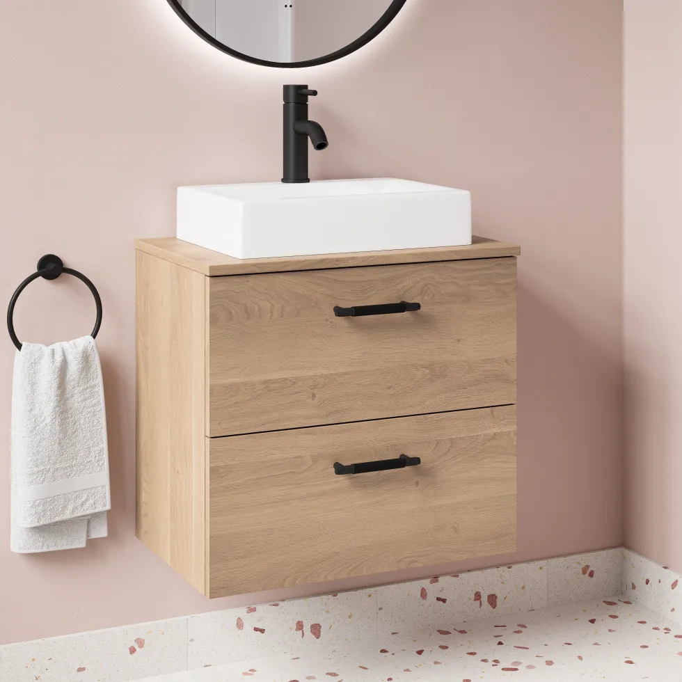 Erin 600mm Wall Mounted 2 Drawer Vanity Unit & Countertop
