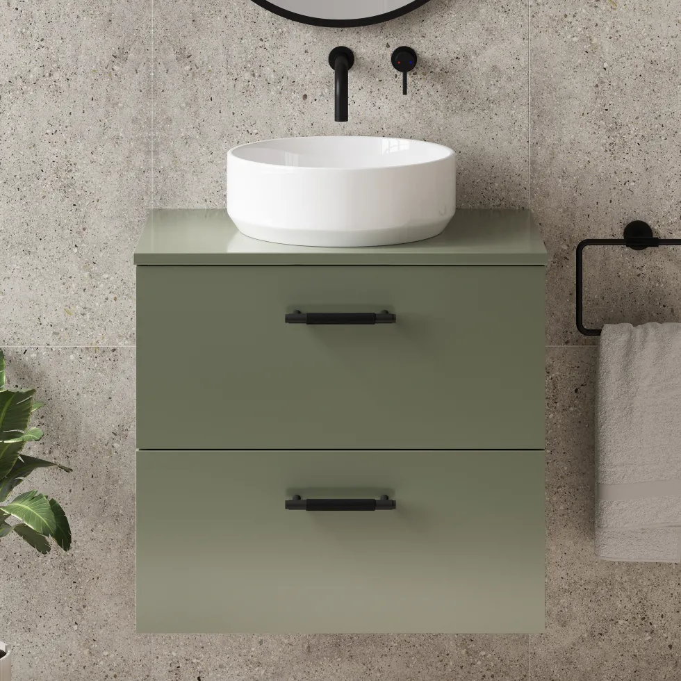 Erin 600mm Wall Mounted 2 Drawer Vanity Unit & Countertop