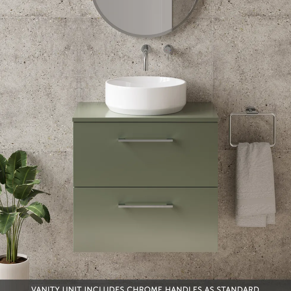 Erin 600mm Wall Mounted 2 Drawer Vanity Unit & Countertop