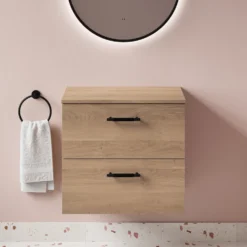 Erin 600mm Wall Mounted 2 Drawer Vanity Unit & Countertop