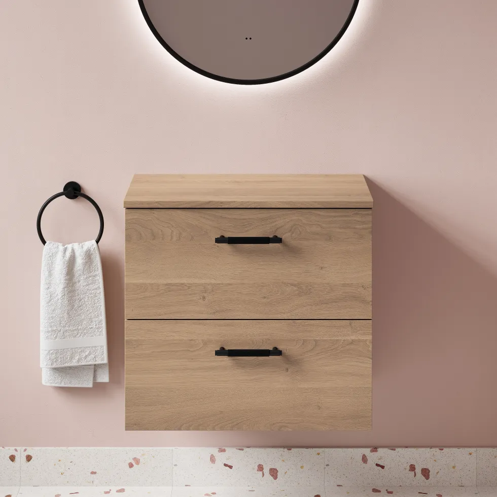 Erin 600mm Wall Mounted 2 Drawer Vanity Unit & Countertop