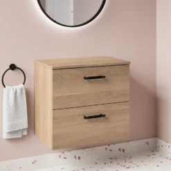 Erin 600mm Wall Mounted 2 Drawer Vanity Unit & Countertop