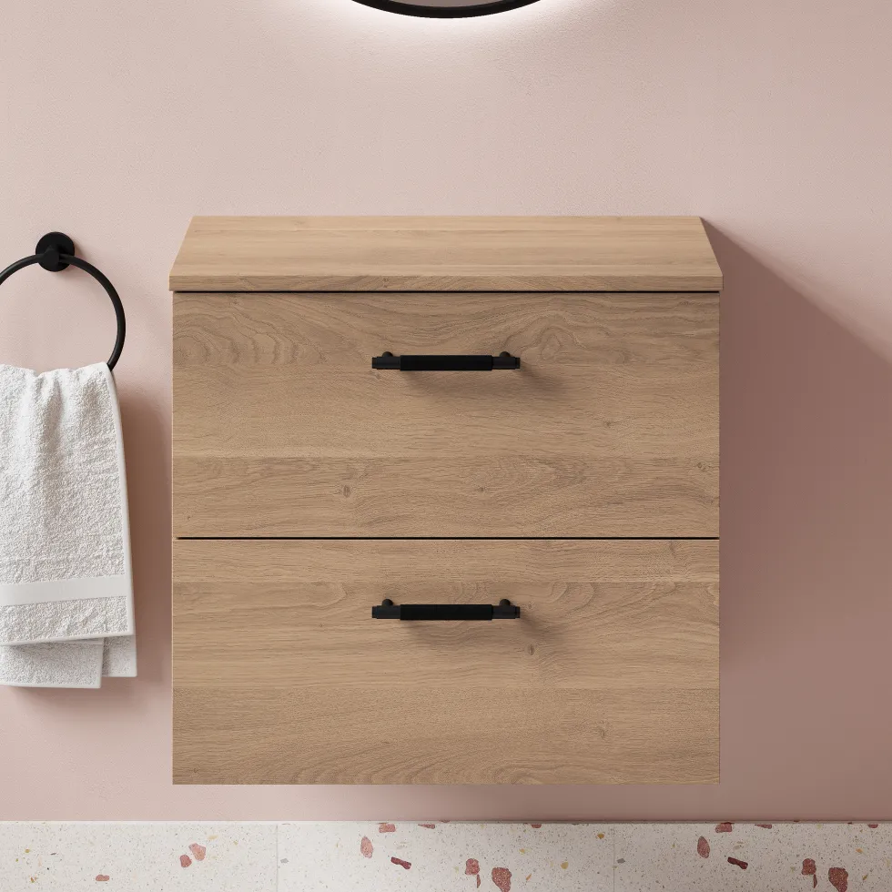 Erin 600mm Wall Mounted 2 Drawer Vanity Unit & Countertop