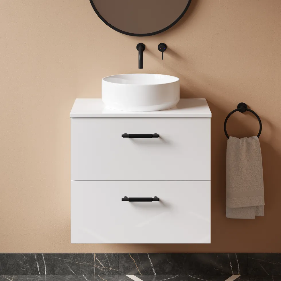 Erin 600mm Wall Mounted 2 Drawer Vanity Unit & Countertop