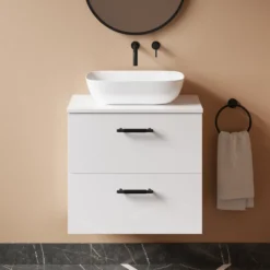 Erin 600mm Wall Mounted 2 Drawer Vanity Unit & Countertop